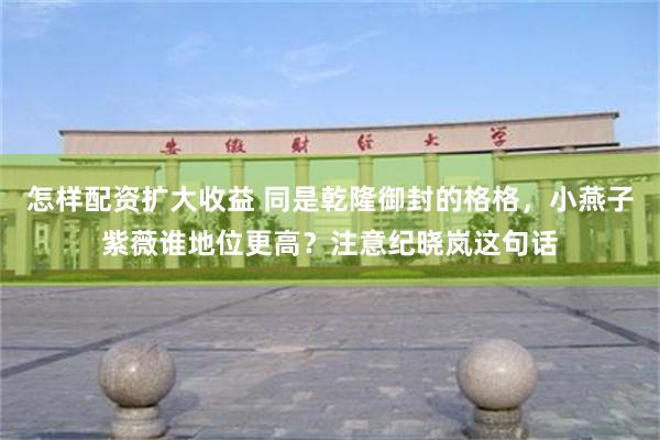 怎样配资扩大收益 同是乾隆御封的格格，小燕子紫薇谁地位更高？注意纪晓岚这句话