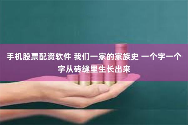 手机股票配资软件 我们一家的家族史 一个字一个字从砖缝里生长出来