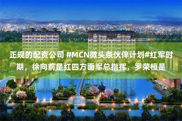 正规的配资公司 #MCN微头条伙伴计划#红军时期，徐向前是红四方面军总指挥，罗荣桓是