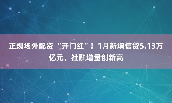 正规场外配资 “开门红”！1月新增信贷5.13万亿元，社融增量创新高