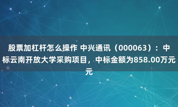 股票加杠杆怎么操作 中兴通讯（000063）：中标云南开放大学采购项目，中标金额为858.00万元
